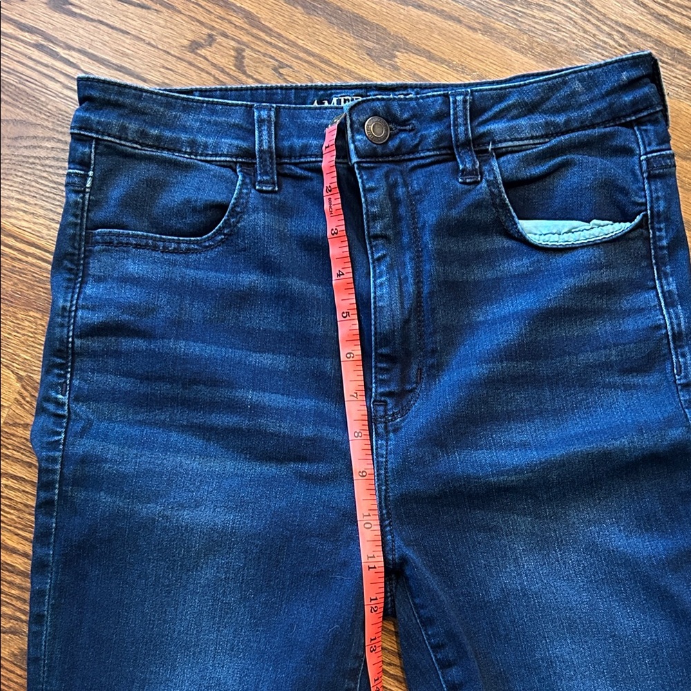 American Eagle Highest Rise Dark Blue Skinny Jegging, Super Stretch X, Size 8 - Picture 5 of 8